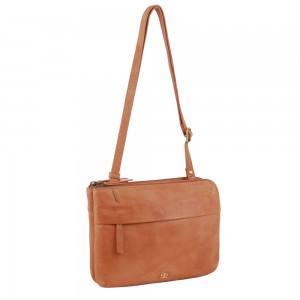 Apricot Pierre Cardin Leather Crossbody Bag | 8795-TWHSI