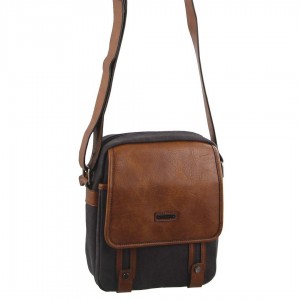 Black Pierre Cardin Canvas Cross Body Bag | 1083-OXTZH