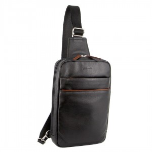 Black Pierre Cardin Leather 3-Way Sling Bag | 0735-KBZMP