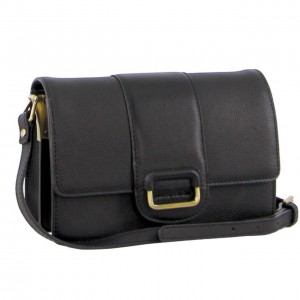 Black Pierre Cardin Leather Flapover Cross-Body Clutch | 7301-PXUVE