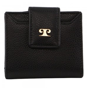 Black Pierre Cardin Leather Flip-over Bi-fold Wallet | 0158-RGIQV