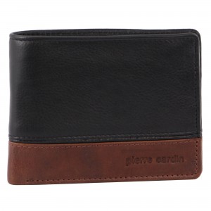Black / Brown Pierre Cardin Leather 2-Tone Tri-Fold Wallet | 2138-AMIKP