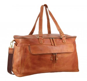 Brown Pierre Cardin Burnished Leather Multi-Compartment Overnight Bag | 8562-TCXOZ