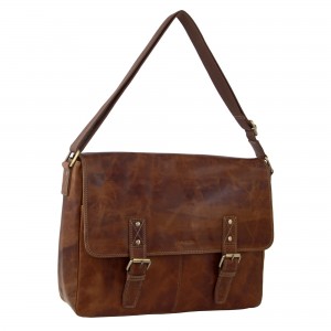 Brown Pierre Cardin Leather Business Satchel | 9210-KUZCO