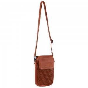 Brown Pierre Cardin Leather Embossed Woven Wallet Bag | 9183-NZOUB