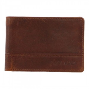 Brown Pierre Cardin Leather Slimline Bi-Fold Wallet | 6205-CQZFM