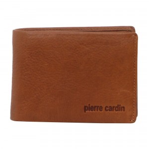 Brown Pierre Cardin Rustic Leather Bi-Fold Wallet | 8534-VFNBO