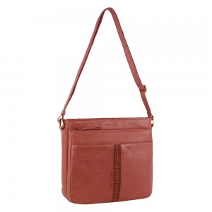 Marsala Pierre Cardin Leather Woven-Stich Design Crossbody Bag | 3062-NXLGQ