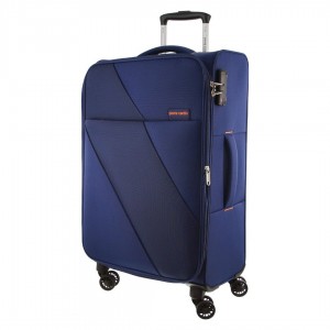 Navy Pierre Cardin 78cm LARGE Soft Shell Suitcase | 6159-GZYQV