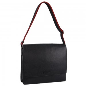 Navy Pierre Cardin Leather Flap-over Computer Bag | 5178-UBEHM