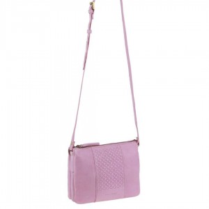 Pink Pierre Cardin Leather Diamond Pattern Embossed Crossbody Bag | 7304-DPHOL