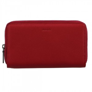 Red Pierre Cardin Italian Leather Double Zip Wallet | 0578-VFOBC